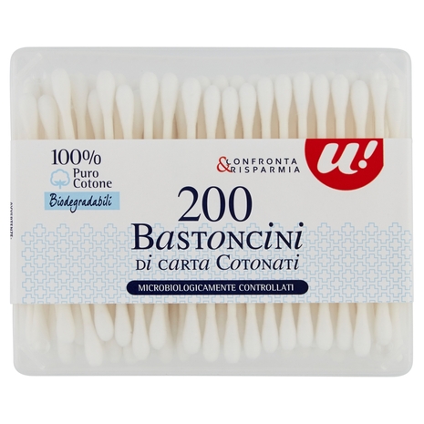200 BASTONCINI DI CARTA COTONATI 100% PURO COTONE U! Confronta & Risparmia